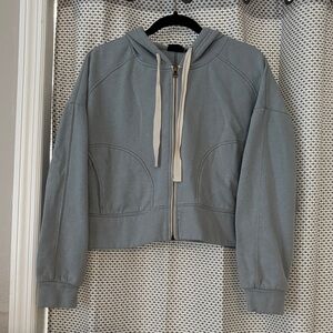 Out From Under by Urban Outfitters Zip-Up Cropped Hoodie Light Blue Sz M